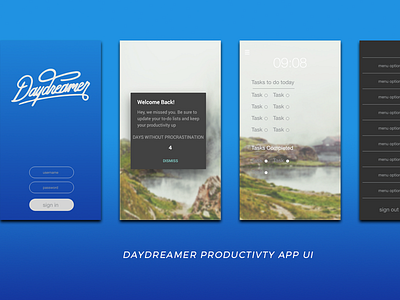 Daydreamer UI Design app design layout mobile productivity stats ui ux