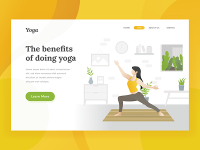 Yoga Landing Page character colorful flat gradient header health homepage illustration landing landing page people sport vector yoga
