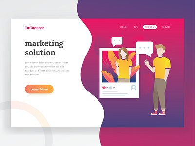 Influencer Landing Page character design header homepage illustration influence influencer landing page man marketing people social media vector women