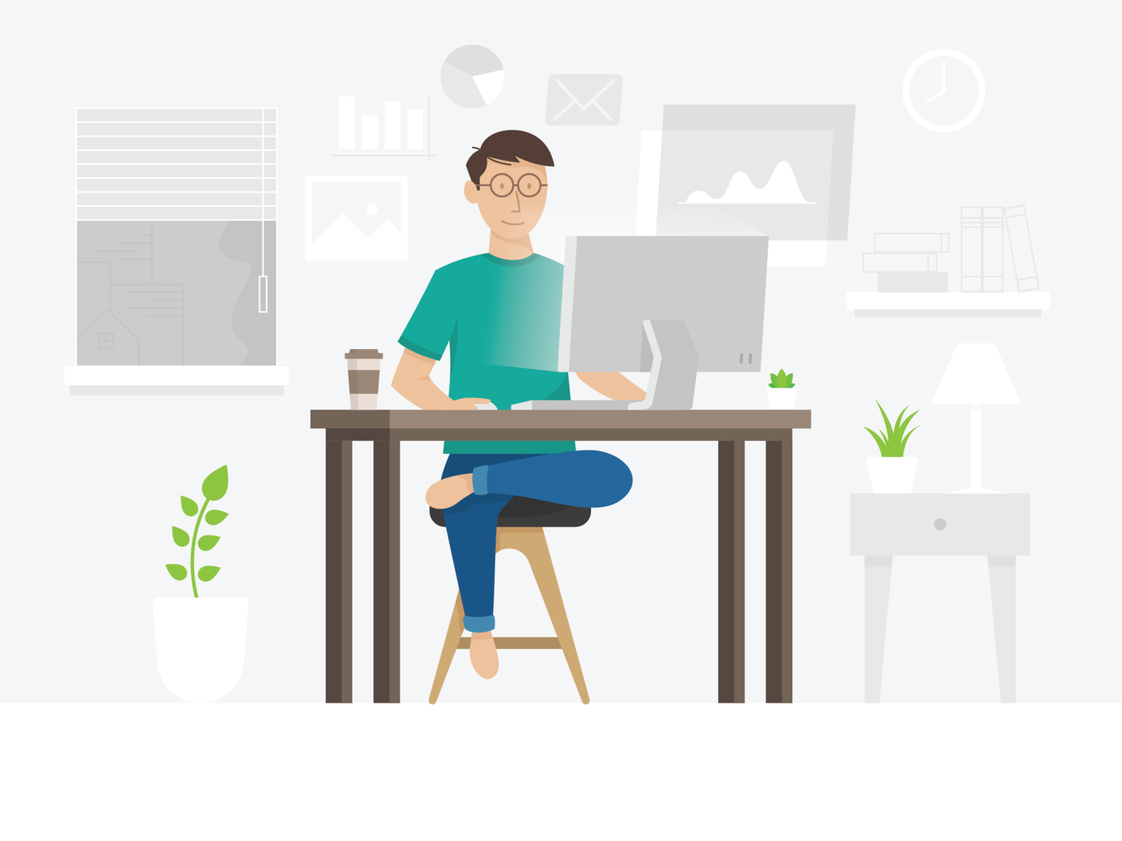 Remote Working Illustration by Fand studio on Dribbble