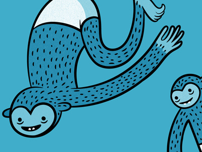 Monkey baby blue diaper happy monkey