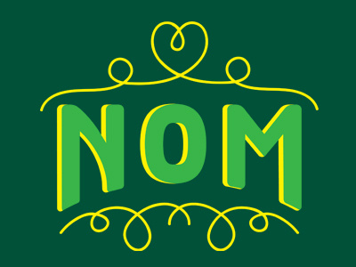 Nom green hand lettering lettering letters nom over type typo typography vector