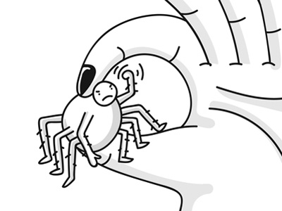 Grumpy angry black and white grayscale grumpy hand illustration spider vector