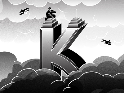 36 Days of Type - K 36days k 36daysoftype bgrade graphicdesign illustratedtype kingkong kong monster noir type typography
