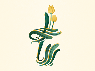 36 Days of Type - T 36days t 36daysoftype floral flower graphicdesign handlettering illustratedtype lettering tulip type typography