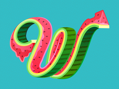 36 Days of Type - W 36days w 36daysoftype fruit graphicdesign handlettering illustratedtype lettering summer summerfruit type typography watermelon