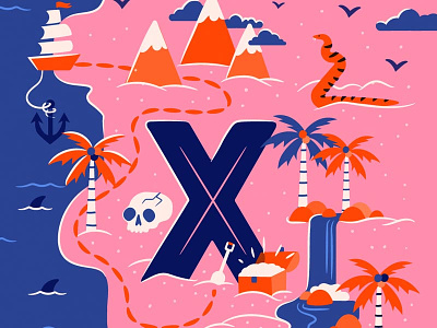36 Days of Type - X 36days x 36daysoftype graphicdesign handlettering illustratedtype island lettering map treasure type typography x marks the spot