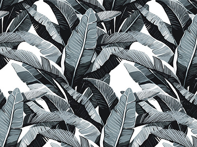 Banana Leaves B&W Print Design