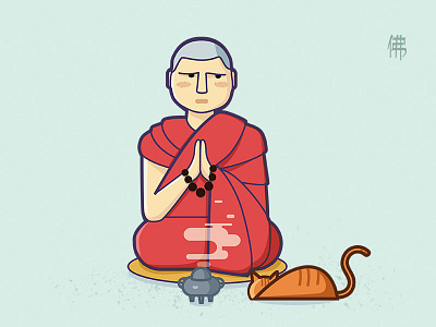 Novices buddha cat illustration