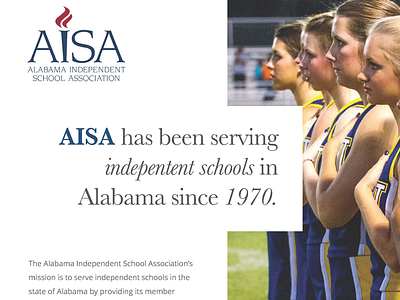 Alabama Independent School Association landing page web