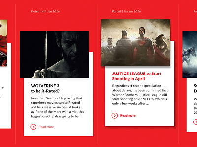 Sneak Peek Unique UI articles blog carousel content dc feed marvel movies news scroll ui ux