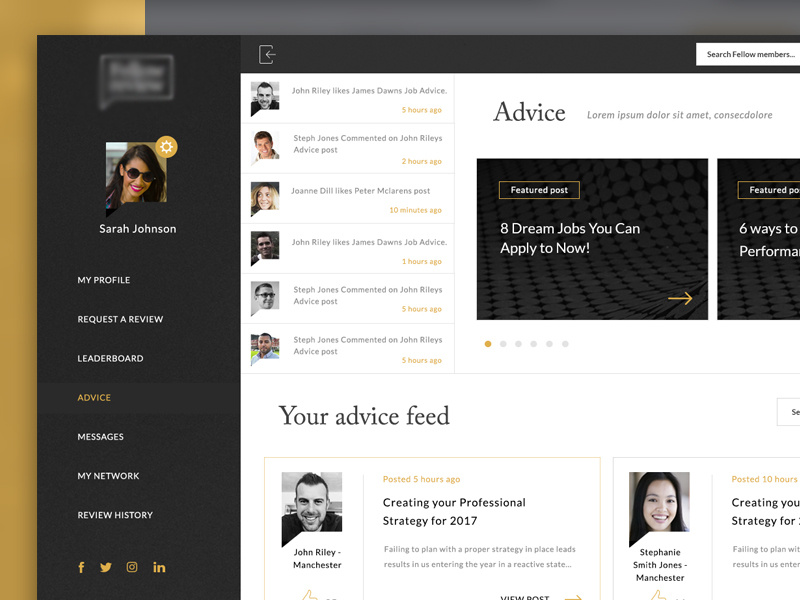 Review Dashboard ux ui desktop tablet left nav dash account module dashboard review