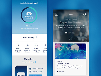 O2 App app application blue brand dashboard design gradient mobile o2 ui ux wheel