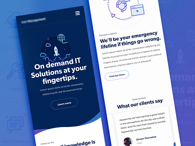 IT Solutions Space Website and Mobile Responsive Design blue illustration infographic it line mobile responsive solution space spaceship wave web