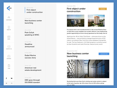 Corporate news layout clean corporate interface layout ui web design