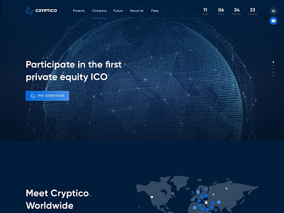 Cryptico concept. Fund cryptocurrency ico ui website