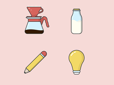 Coffee Ideas coffee hario illustrator lightbulb milk pastel stationary v60