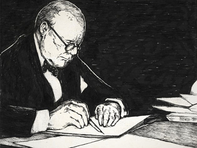 Winston Churchill churchill hand drawn illustration illustrator misfit studio winston