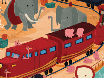 P is for pachyderm, potbelly pig and platypus elephant pig platypus train