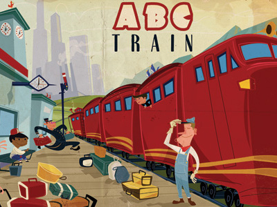 ABC Cover city kids luggage red station train