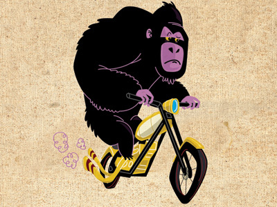 Gorilla ape black gorilla motorcycle riding yellow