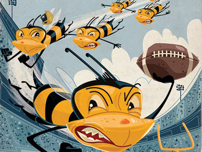 SCAD bee black buzz flying football scad sports yellow