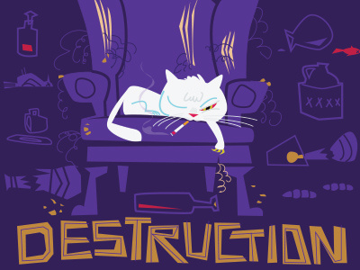 Bad Kitty: Destruction animal booze cat destruction purple
