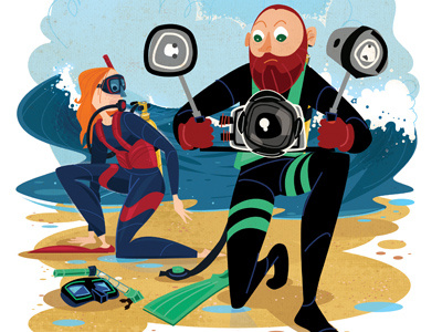 Rising Waves diver illustrator ocean scuba scubadiver water