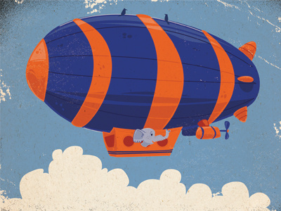 Zeppelin airship app blimp blue elephant flight illustrator orange sky zeppelin