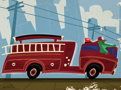 Fire Truck alligator app blue city fire truck illustrator red