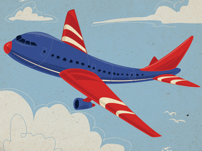 Passenger Plane app blue flying illustrator jet plane red sky