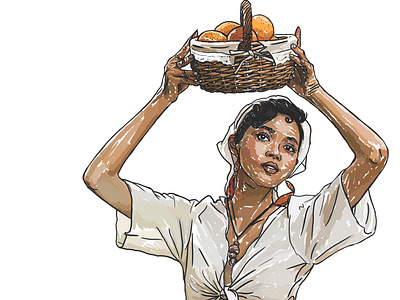 Girl with oranges 2d graphic design illustration арт иллюстратор фрилансер