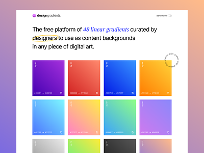 design gradients | landing page agency branding code design design gradients design studio design tool fancy gradients hero landing landing landing page light mode resources switch ui ux web app web tool website