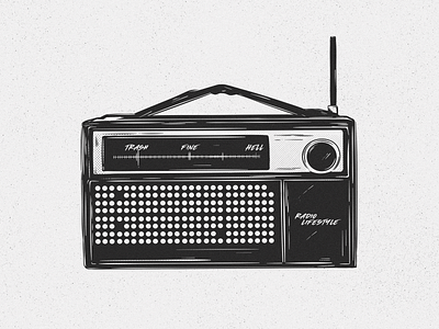 radio life art artist black design digital art drawing graphic design graphic design hand drawn illustration illustrator line art radio tech logo technology vector wacom white