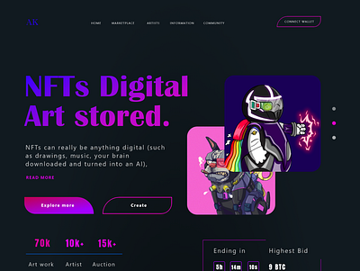 NFTs Digital ART Stored adobe xd branding design graphic design nft landing page nft uxui design nft website ui ux