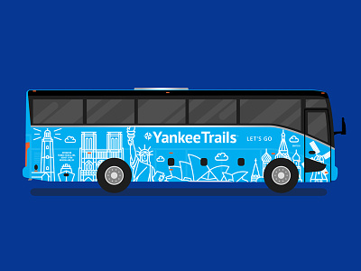 Yankee Trails Bus Design adobe illustrator brand bus decals line art minimalist tourism travel wrap