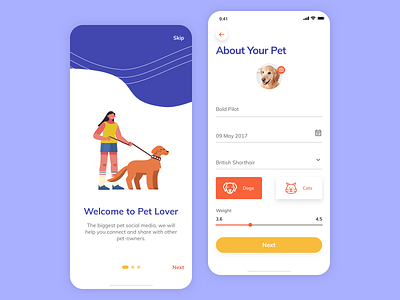 Pet Lover - Social Media design mobile app pets social socialmedia ui uiux ux