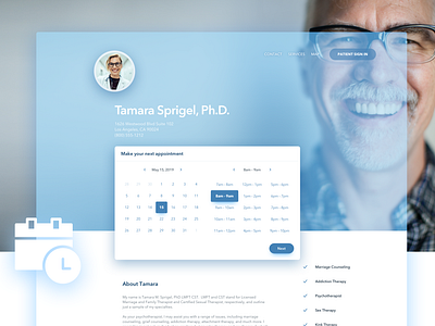 Patient Portal clean design doctor appointment homepage landing page medical patient portal psychologist scheduling ui ux website