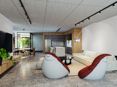 Living Room 3D rendering