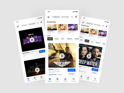 Cinema movies & ticket purchase platform app design mobile app ui uiux