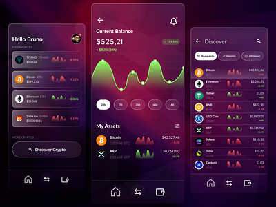 Crypto app - Glassmorphism app design ui ux