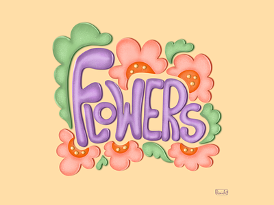 Flowers 3d letter design flowers graphic design illustration letter lettering poster design print yellow