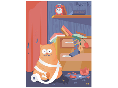 Crazy catto adobe illustrator cartoon cat character design cute funny illustration mess vector