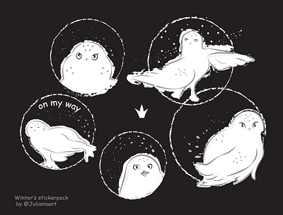 snowy owl adobe illustrator cartoon character design cute design illustration owl snow snowyowl stickers vector whiteowl winter