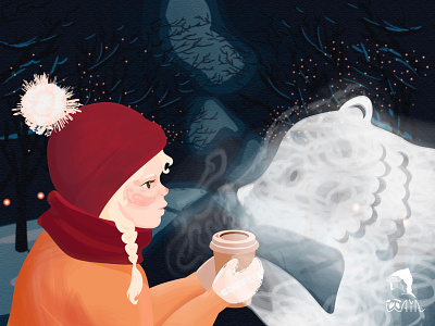 Winter magic adobe illustrator bear cartoon character design cold cute girl illustration imagination magic vector winter