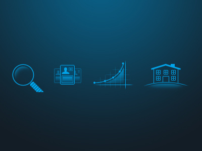 Dashboard Icons blue chart customize graph home house icons magnifying glass personalized profile ui web design