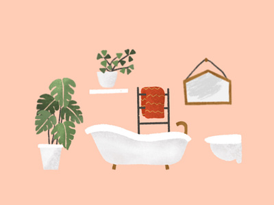 White Bathroom with plants