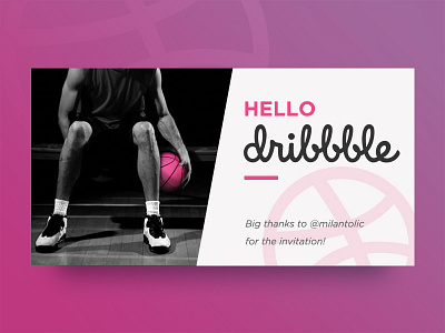 Hello Dribbble dribbble first shot off the bench player thank you thanks