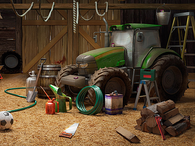 Barn illustration - 3d modeling and rendering 3d 3d game assets farm hidden object game hog interior render