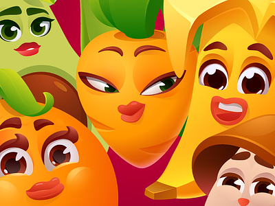 Action Vitas - Fruit characters design 2d character design characters fruits game design graphics design mobile game vector